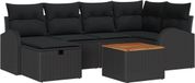 vidaXL Tuinbank Set Zwart Poly-rattan 7-delig