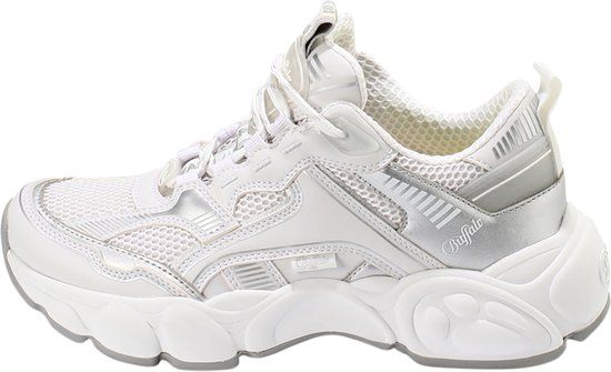 BUFFALO Cld Run Lage sneakers - Dames - Wit - Maat 36 - Imitatieleer - Rubber zool - Chunky hak