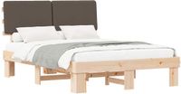 vidaXL Bedframe met Gevoerde Hoofdbord Taupe 135 x 190 cm
