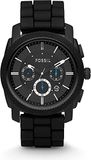 Fossil Raquel Horloge voor dames, quartz uurwerk met roestvrij stalen of leren band, 45MM, Zwart en donkergrijs