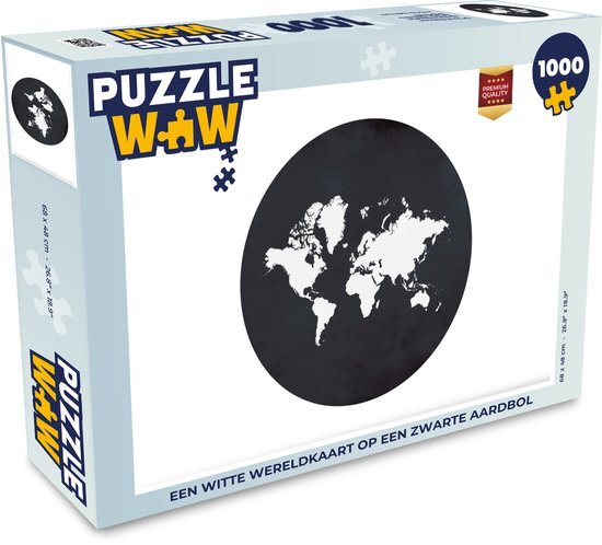 MuchoWow Puzzel Wereldkaart - Zwart Wit - Cirkel - Legpuzzel - Puzzel 1000 stukjes volwassenen