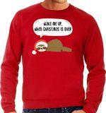 Bellatio Decorations Shoppartners Bv Luiaard Kerst sweater / Kerst trui Wake me up when christmas is over rood voor heren - Kerstkleding / Christmas outfit L