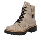 Rieker Dames Veterboot - Beige Multi - Maat 40