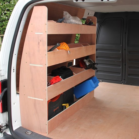 Monster Racking Volkswagen Caddy VW - Bedrijfswagen interieur - Bestelbus Opslag Stelling Kast Bedrijfswageninrichting - 122,5cm x 122cm x 30cm - Hout