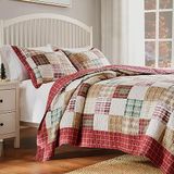Greenland Home Oxford 100% Katoen Quilt Set, 2-Delig Twin/XL, Rood