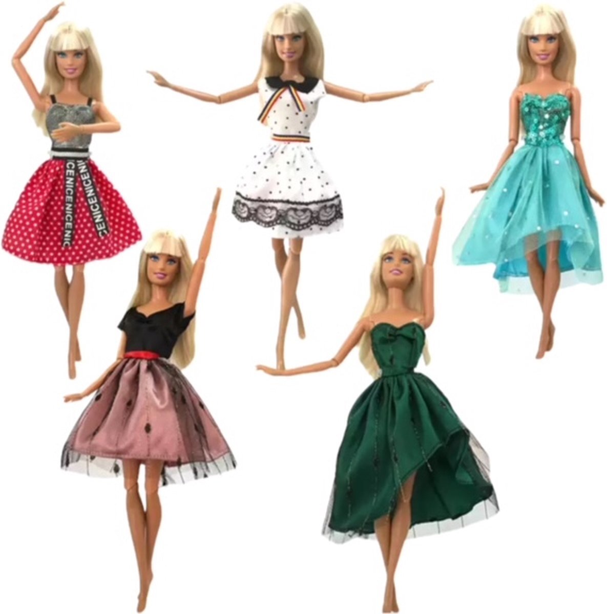 Isa's Friends Isa's Friends® Poppenkleertjes - 5 Outfits voor poppen - Geschikt voor o.a Barbie - Setje 'Emma'