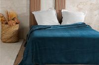 LINDER Sprei van fluweel, wafelpatroon, 180 x 240 cm, marineblauw