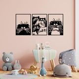 Stijlvol zwart decoratief metalen wandaccessoire (3 stuks), 50 x 70 cm, 100% metaal, 1,5 mm dik, perfect voor moderne woondecoratie en kunstdisplay