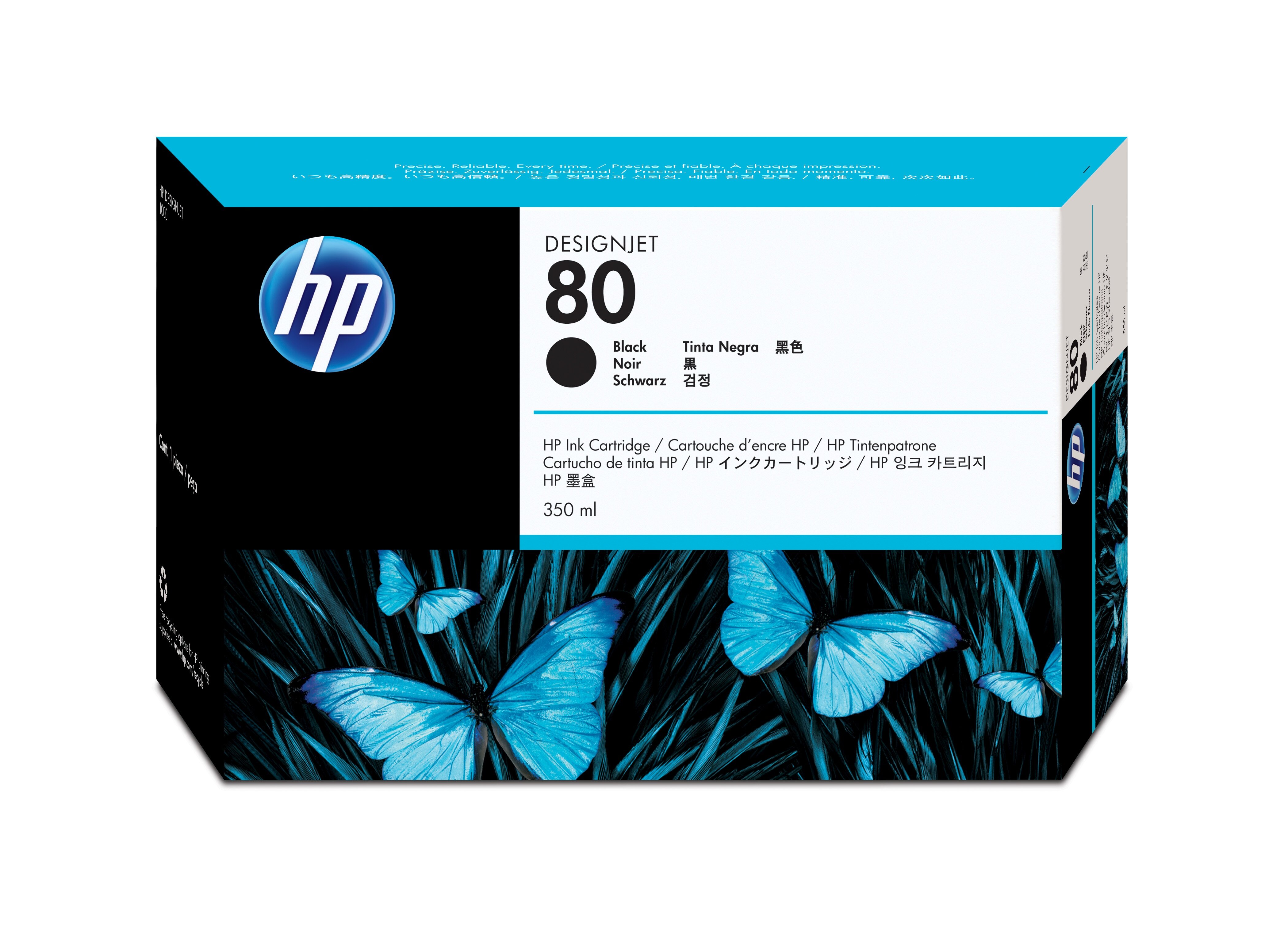 HP 80 zwarte inktcartridge, 350 ml single pack / zwart