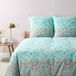 Indian Roses Ensemble de literie en satin, Turquoise, 155x220 cm + 80x80 cm