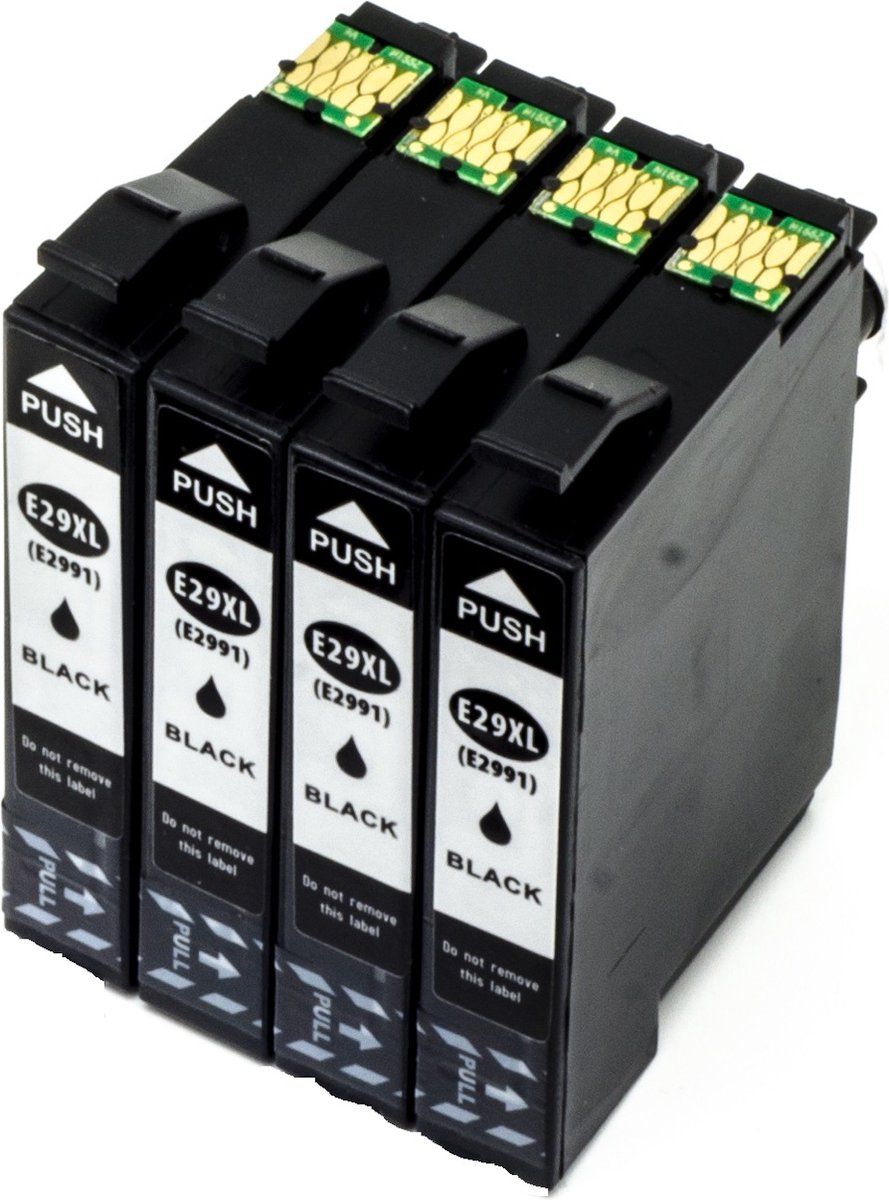 inktdag Epson inktdag inktcartridges voor Epson 29XL BK multipack van 4 stuks I multipack Zwart (4X T2991) geschikt voor printers Epson Expression Home XP-245 , XP-247 , XP-255 , XP-257, XP-332, XP-335, XP-342, XP-345, XP-352, XP-355