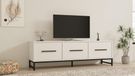 Meuble TV, blanc, 160 cm, mélamine, pour montage mural, 18 mm d'épaisseur