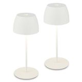BRILONER - Set van 2 draadloze mini-led-tafellampen met aanraakbediening, traploos instelbare dimbaarheid, draadloze bedlamp, staande woonkamer, nachtkastje, kantoor, buiten, 8 x 20 cm, wit