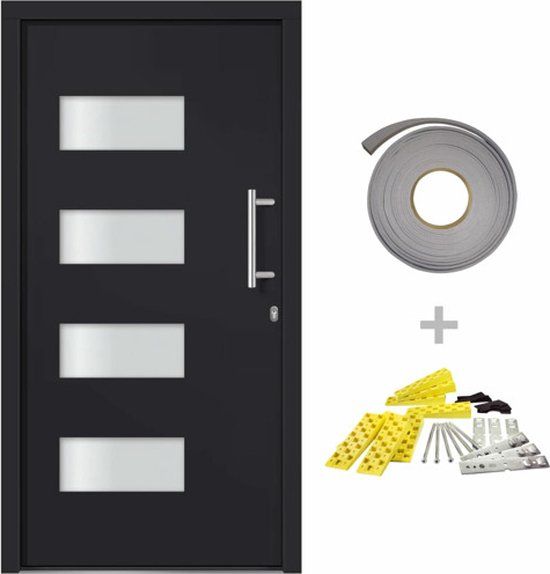 vidaXL Voordeur 100x210 cm aluminium en PVC antraciet