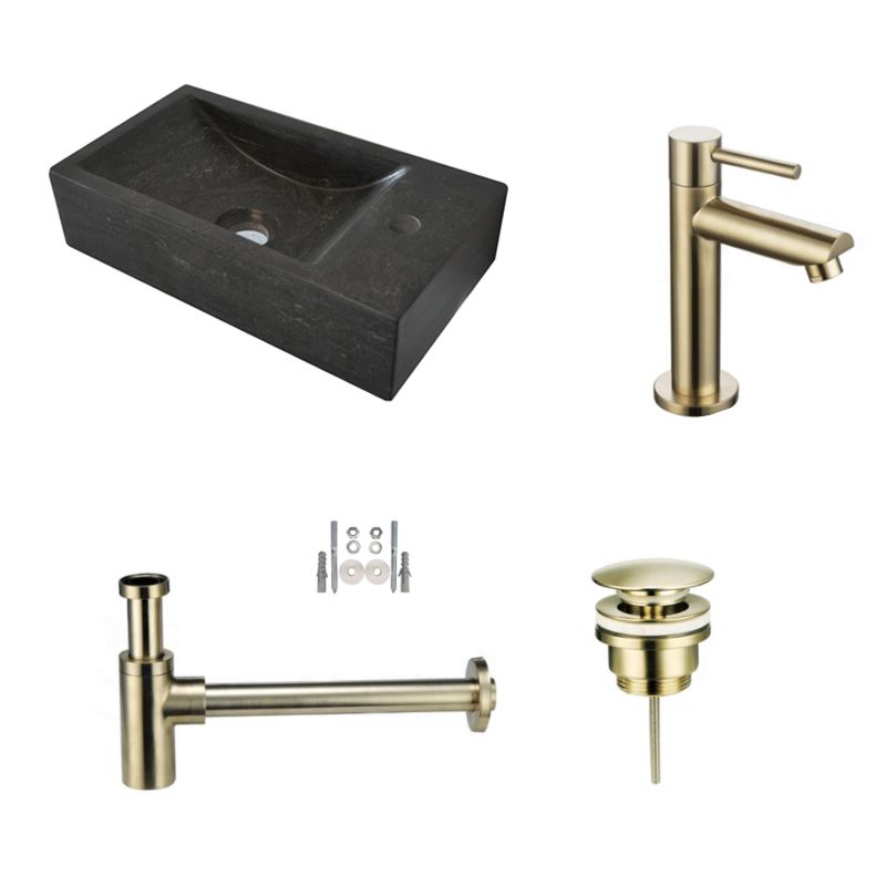 Badkamerplanet Fonteinset Hardstenen Recto Goud 40x22x10 cm - Kraangat Links