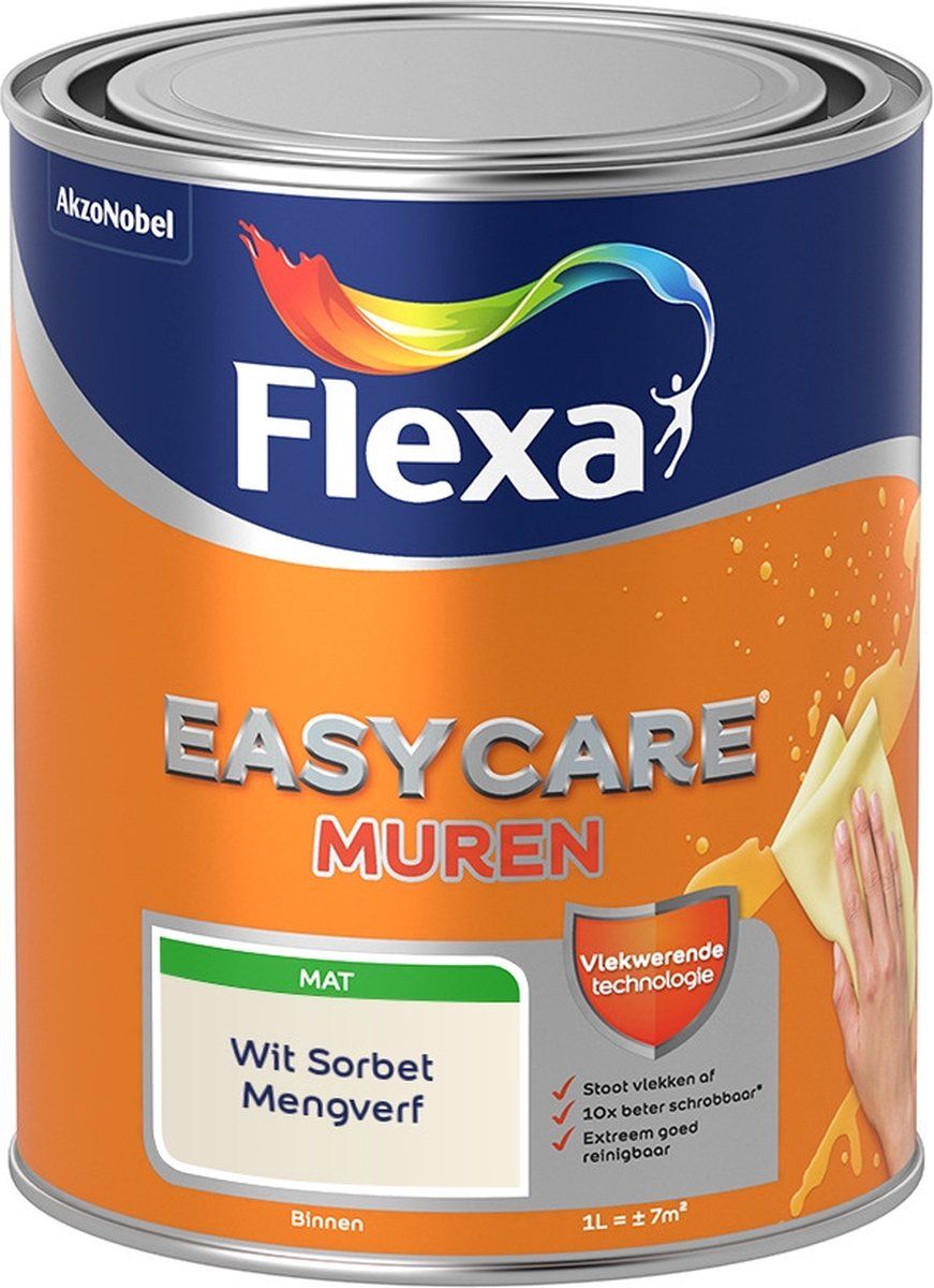 FLEXA Easycare Muurverf - Mat - Wit Sorbet - 1 liter