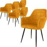 ML-Design Set van 6 eetkamerstoelen mosterd fluweel