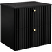 3xE living Meuble suspendu pour salle de bain 60 cm, noir/marbre Black Royal, poignées dorées