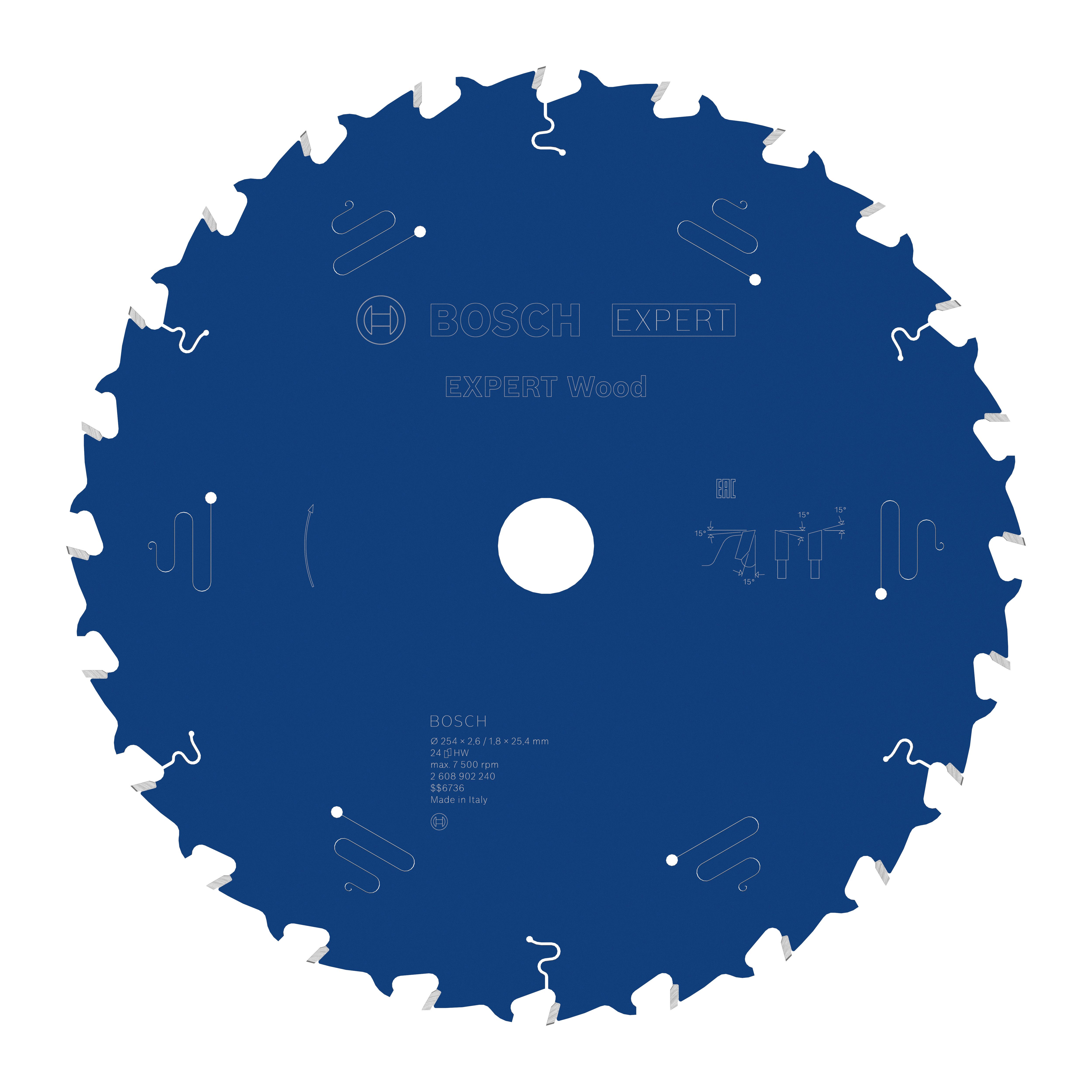 Bosch Accessoires EXPERT Wood Cirkelzaagblad | 254 x 2,6/1,8 x 25,4 mm | T24 - 2608902240