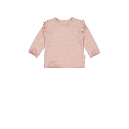 LEVV LEVV newborn baby basic longsleeve LNINANOS met stippen en ruches zachtroze/wit