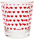Excelsa Enjoy Cuori – Set van 6 Rode Glazen – 25 cl – Transparant Glas met Hartmotief