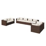 vidaXL 6-delige Loungeset met Kussens Poly Rattan Bruin