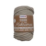 GLOREX 5 1006 02 - Macramé koord geweven taupe, 250 g met 3 mm dikte en 85 m lengte, superzacht textielgaren voor haken, breien, knopen en textielontwerp