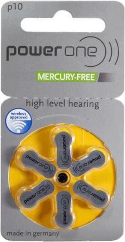 Power One Powerone Hearing Aid Zinc-Air P10 - 6 Pack