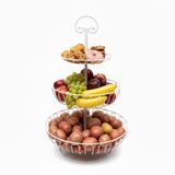 Merkloos Relaxdays Fruitschaal etagère - 3 laags - metaal - wit