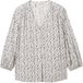 Tom Tailor 1037898 Printed V-neck Blouse Met 3/4 Mouwen Grijs 38 Vrouw