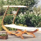 Prolenta Maison Exclusive - Ligbed met zonnedak, 100x190x134 cm, beuken hout, massief, crème kleur