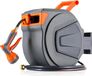StarTech Tuinslanghaspel - Automatisch, wandmontage - 30 meter slang + 2 meter toevoerslang - UV-bestendig PVC - 9-voudige spuitmond - Grijs/oranje