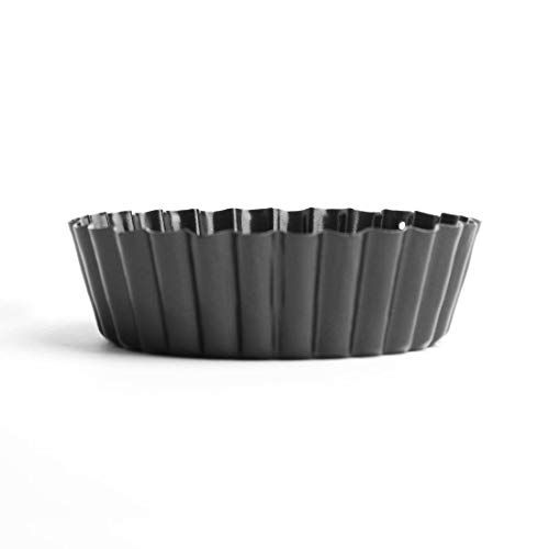 Vogue Diep gecanneleerd quicheblik met antiaanbaklaag 3 x 10 cm - Koolstofstaal