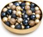 Petites boules de Noël - 28x - champagne perle bleu foncé - 3 cm - plastique - incassable