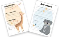 Merkloos 2x20 leuke Babyshowerkaarten | Babyshower | spelletje invulkaarten (A5 formaat)