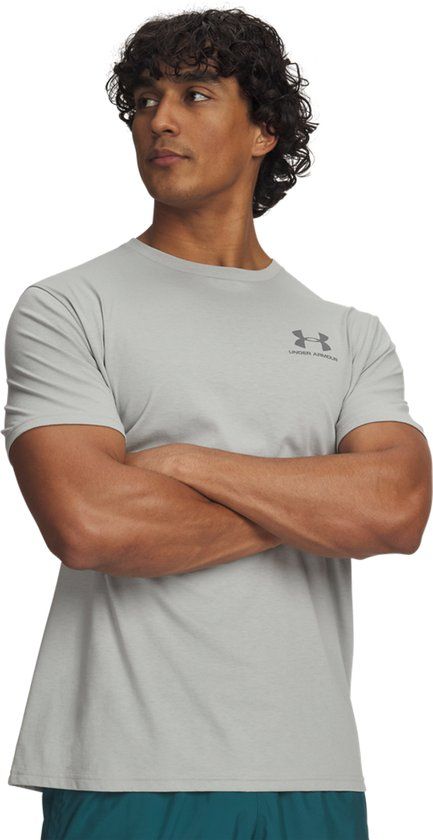 Under Armour UA M SPORTSTYLE LC SS-GRY Heren Sportshirt - Titanium - Clay Groen