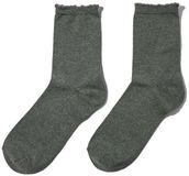 PIECES Dames sokken 1-pack - Glitter - Katoenen Lurex sokken - Donkergroen / One Size