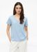 s.Oliver T-shirt lichtblauw V-hals korte mouw katoen 100% effen aansluitend extra kort dames maat 44