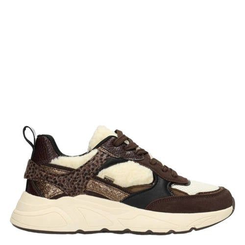 POSH by Poelman Caro chunky suède sneakers - bruin/ecru