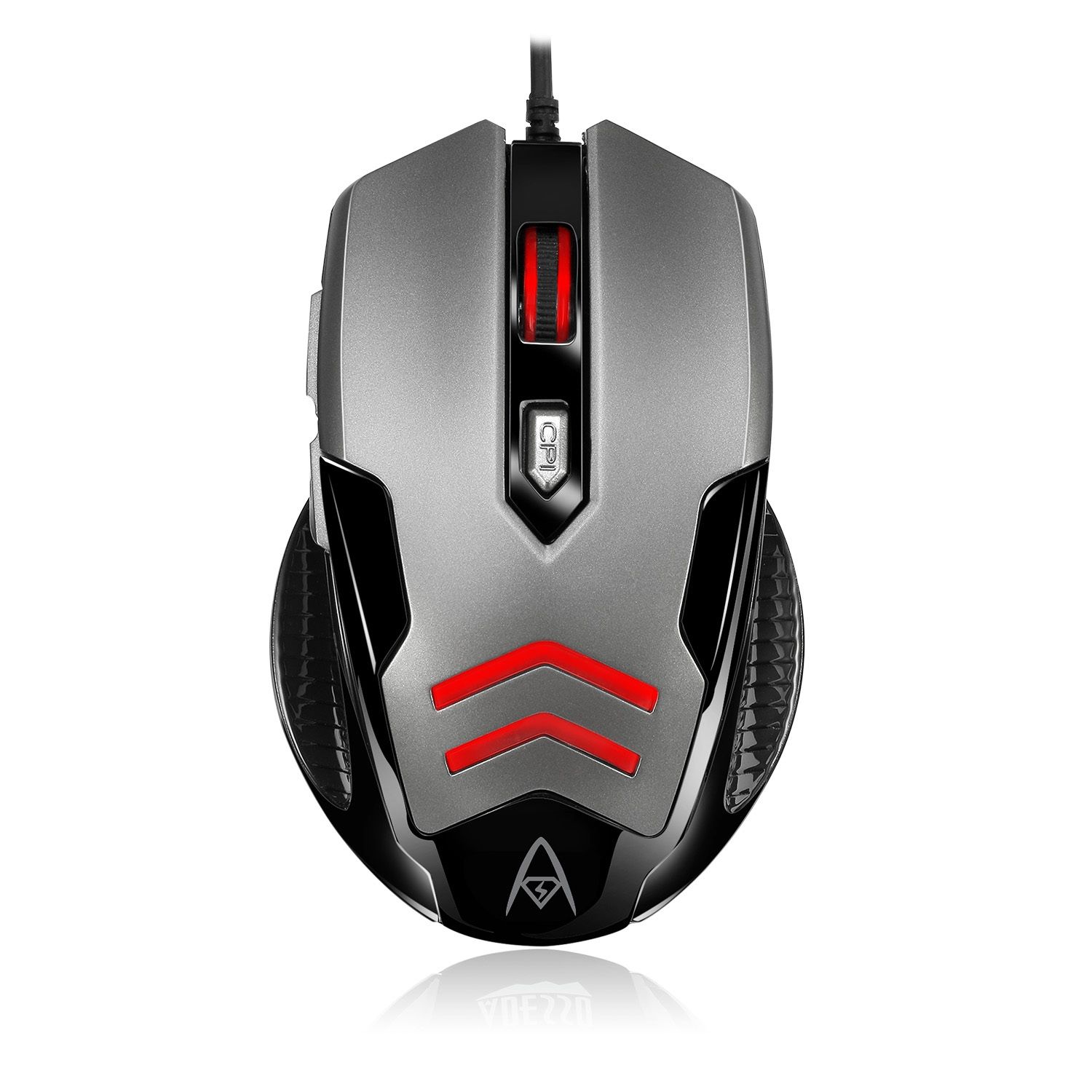 Adesso iMouse X1 Gaming Mouse - 3200 DPI - USB Type-A - Right-Handed - Black/Grey