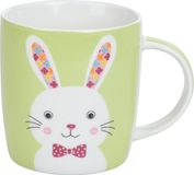 Merkloos / Sans marque Koopman International Pasen thema mok met paashaas - groen - porselein - 370 ml