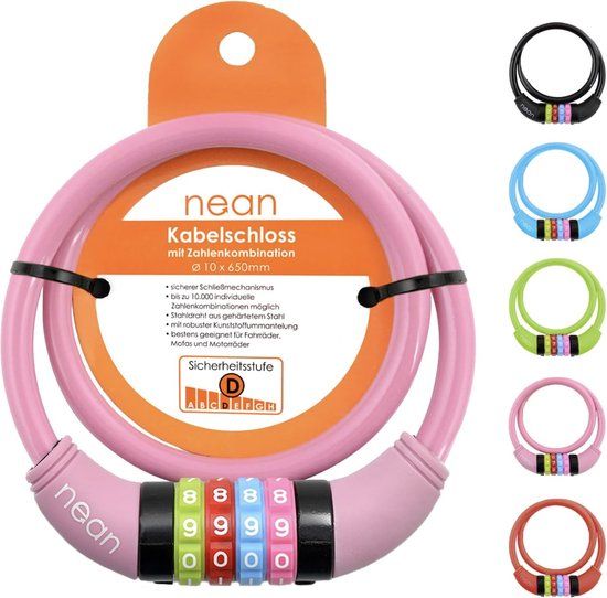 Kinderen Fietsslot - Kabelslot met Cijfers - Roze - 65cm