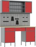 vidaXL Werkkast Rood en Grijs Engineered hout en staal