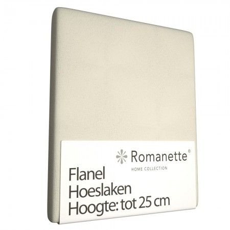 Romanette flanellen hoeslaken - 2-persoons (140x200 cm) - Ivoor