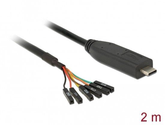 DeLOCK 63946 seriële kabel Zwart 2 m USB 2.0 Type-C 6 x Pin pin header separate
