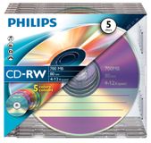 Philips CD-RW 700MB 5-pack Slim Case Colored Discs 4-12x