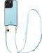 AVY Leren Hoesje Geschikt voor Apple iPhone 15 Pro Max | Compatibel met MagSafe | Leather Case met Telefoonkoord | Crossbody | Croco Blauw | Long Leather