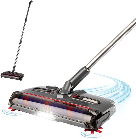CLEANmaxx accu-veegmachine, draadloos | Vloerveger met 1.200 tpm en 4 borstels | incl. led-verlichting | Anti-haren-systeem, perfect voor dierenharen | 60 minuten gebruiksduur | voor tapijt, tegels en laminaat