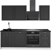 Vicco Complete keukeneenheid Fame-Line, Anthrazit-Gold Landhaus/Wit, 230 cm zonder werkblad