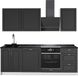Vicco Complete keukeneenheid Fame-Line, Anthrazit-Gold Landhaus/Wit, 230 cm zonder werkblad